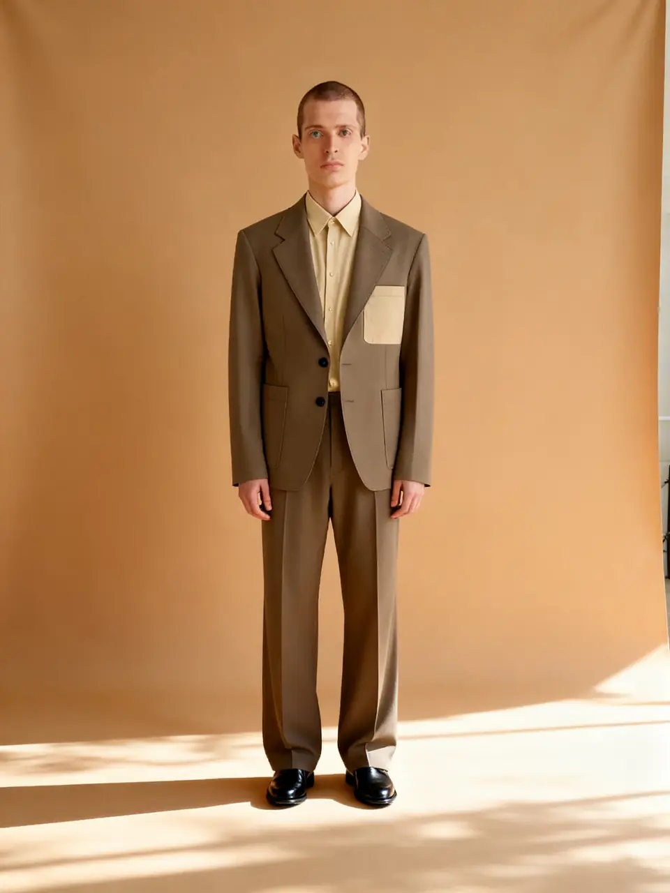 Taupe-melange jacket, considered tailoring